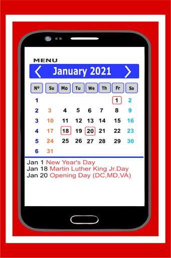 English Calendar Holiday 2021 screenshot 4