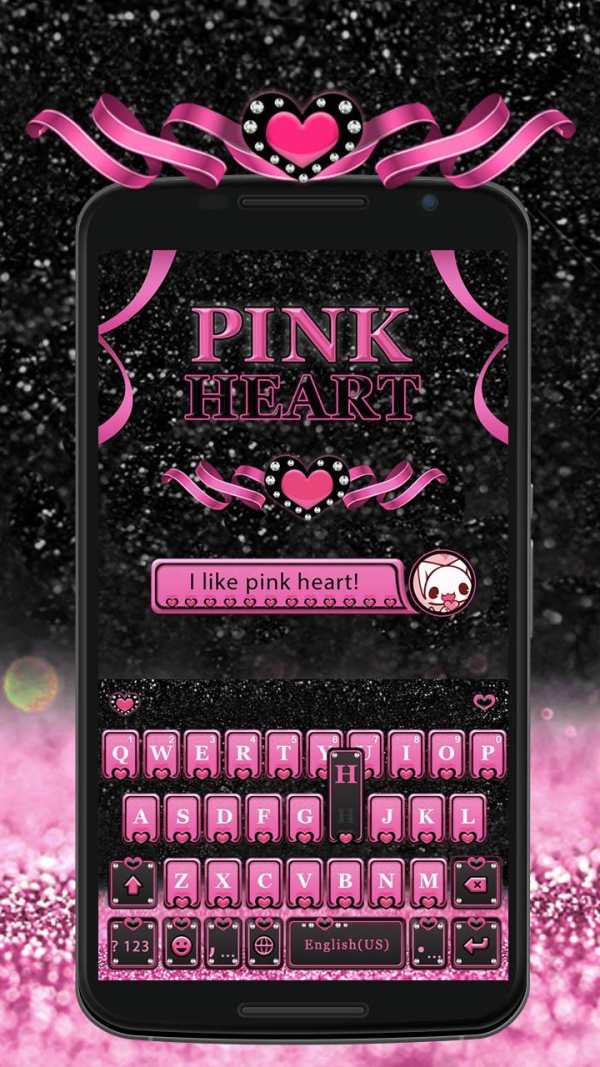 Pink Heart Kika Keyboard Theme screenshot 1