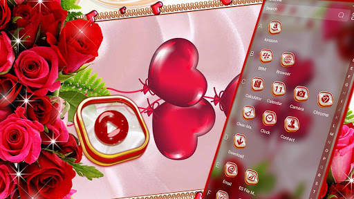 Red Rose Love Launcher Theme screenshot 5