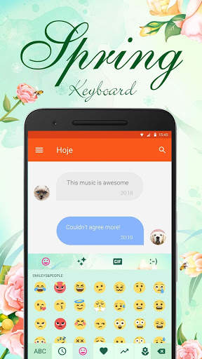 Spring Flower Blue Emoji Keyboard Theme🌺 स्क्रीनशॉट 2