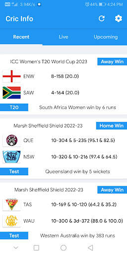 CricInfo - Live Cricket Scores screenshot 1