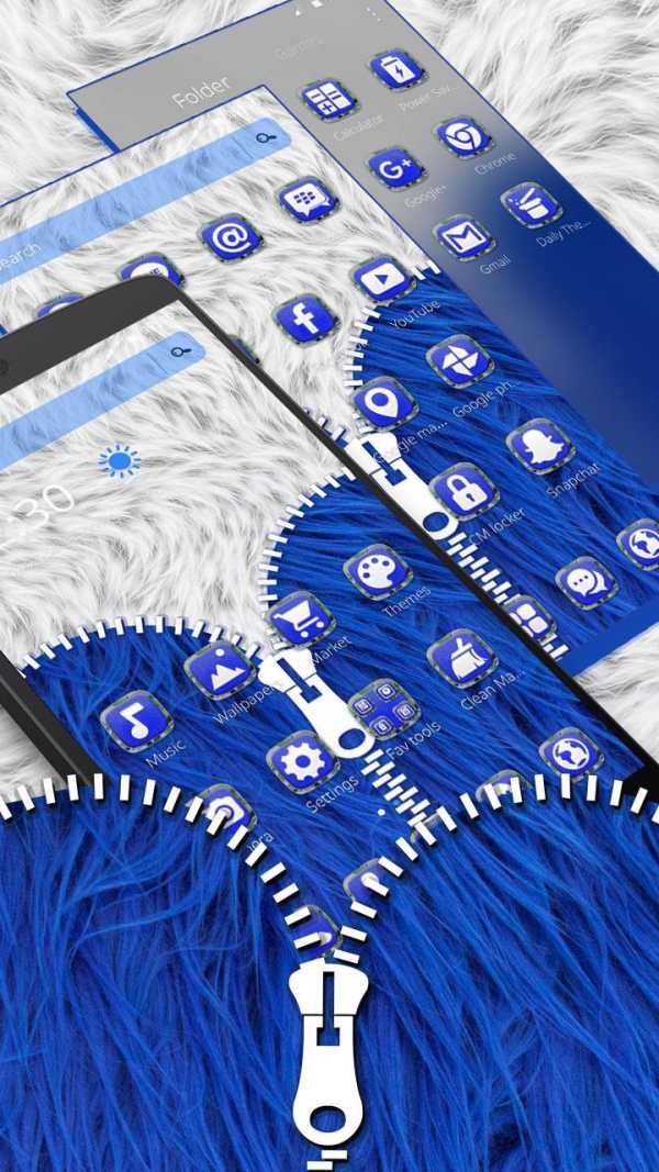Blue Furry Zipper Theme screenshot 3
