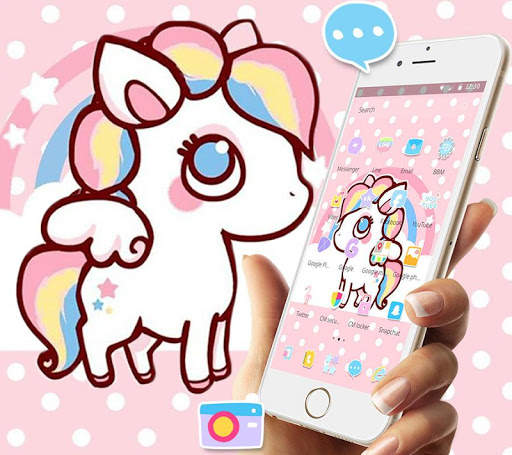 Pink Cartoon Unicorn Rainbow Theme screenshot 3
