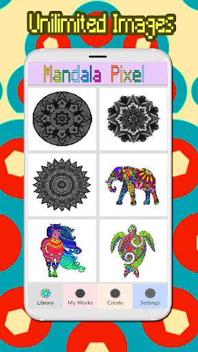 Mandala Pixel Art. Coloring by number. screenshot 2