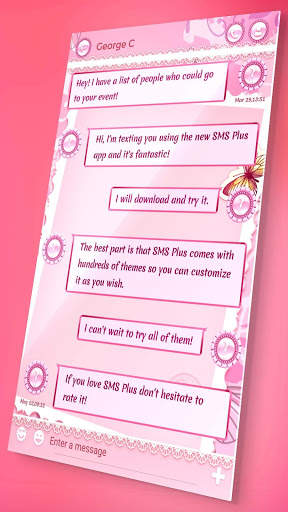 Pink SMS Messenger Theme screenshot 2