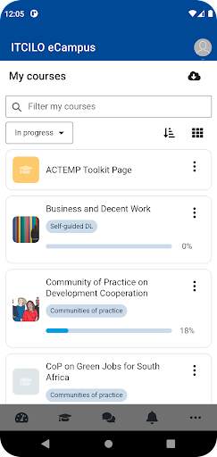 ITCILO eCampus screenshot 2