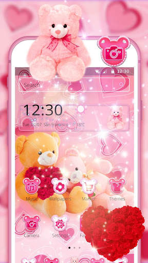 Cute Teddy Bear Love Theme screenshot 1