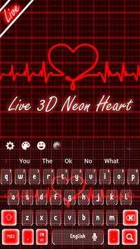 Live 3D Neon Red Heart Keyboard Theme screenshot 4