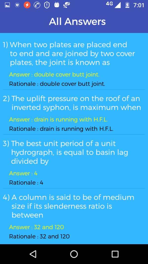 Civil Engineering quiz screenshot 4