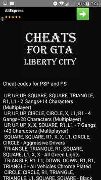 Cheat codes for GTA Liberty City screenshot 3