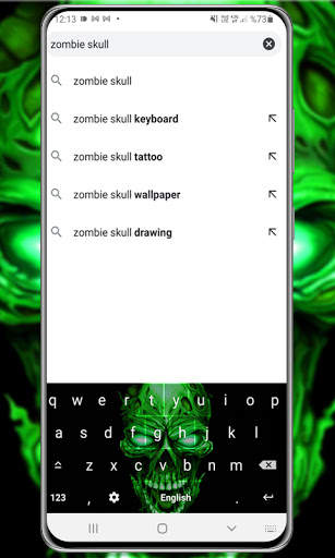 🧟 Green Zombie Skull Keyboard Theme screenshot 1