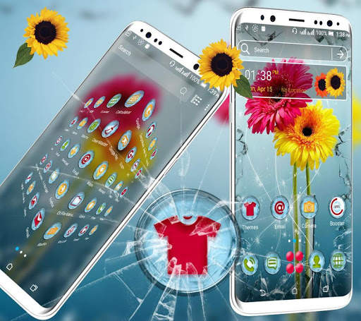 Broken Glass Flower Launcher Theme screenshot 2
