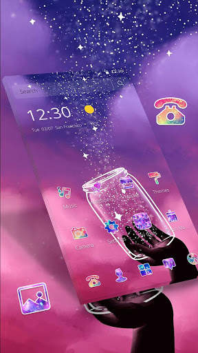 Violet Galaxy Glitter Bottle Theme screenshot 2