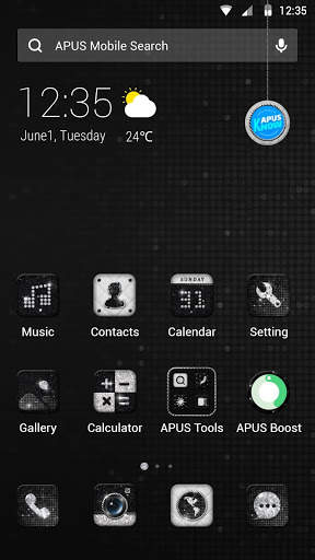 Bling Black & White APUS Launcher theme screenshot 1