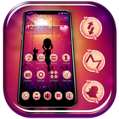 Pink Glitter Cat Girl Theme icon