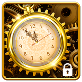 3D Golden Analog Clock lock screen icon
