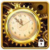 3D Golden Analog Clock lock screen 9.2.0.1833_lwp