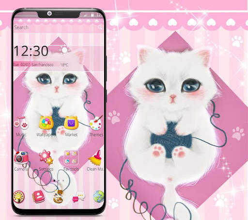 Pink Adorable Kitty Pet Theme🐱 screenshot 1