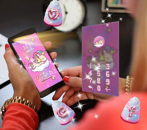 Pink Purple Unicorn Shiny Diamond Flower Theme screenshot 5