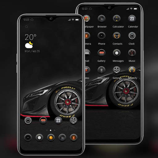 Black cool car wheel theme screenshot 2