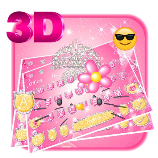 3D Pink Kitty Diamond Keyboard Theme💎 10001001