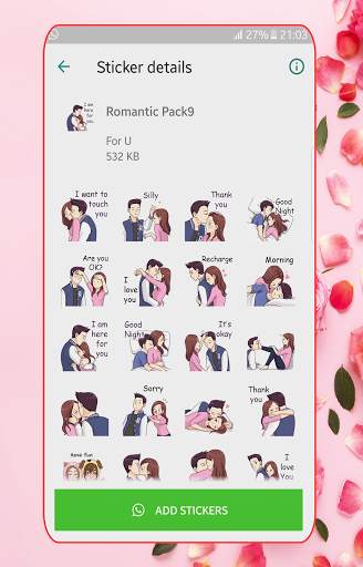 💝New Romantic Stickers for WhatsApp ♥️ screenshot 8