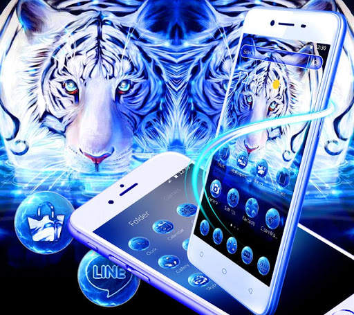 Blue White Tiger Theme screenshot 2