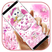 Clavier de chat mignon de tasse de fée rose icon