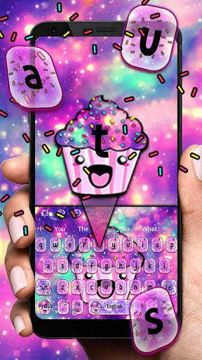 Cute Galaxy Cupcake Keyboard Theme screenshot 2