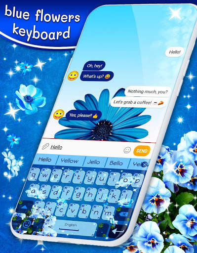 Blue Flowers Keyboard 🌼 Flower Theme Keyboards screenshot 6