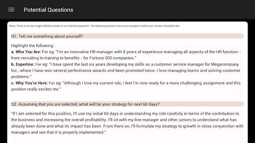 Potential Interview Questions скриншот 3