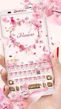 Pink beautiful peach flower keyboard theme screenshot 2