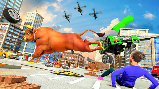 Angry Bull City Attack :Robot Shooting Game Free screenshot 1
