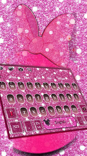 Pink Glitter Minnie Keyboard Theme screenshot 1