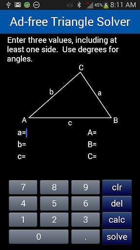 Ad-free Triangle Solver screenshot 1