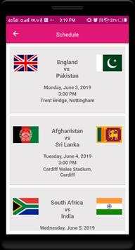 Schedule for Cricket World Cup 2019 screenshot 2