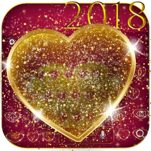 Gold Glitter Heart Keyboard 10001004