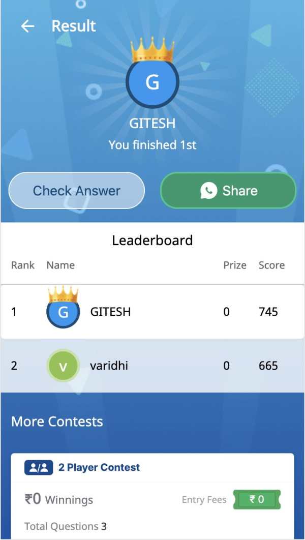 Jeet11 Mini - Unlimited Games and Quizzes स्क्रीनशॉट 7