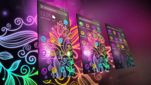 Beautiful neon colorful flowers theme & wallpaper screenshot 6
