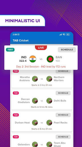 AD FREE Live Score and Schedule by TAB Cricket screenshot 2