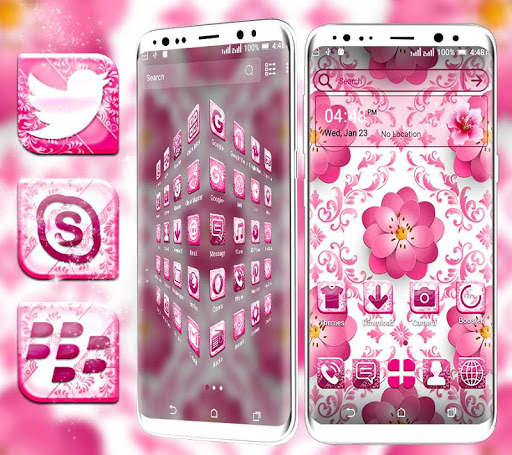 Beautiful Pink Flower Launcher Theme screenshot 3