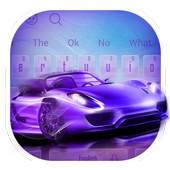 Neon Blue Sports Car Keyboard Theme 10001003