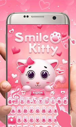 Smile Kitty GO Keyboard Theme screenshot 5