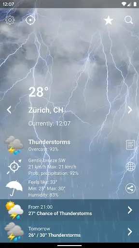 Weather Switzerland XL PRO screenshot 2