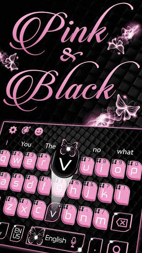 Pink Black Butterfly Keyboard Theme screenshot 1