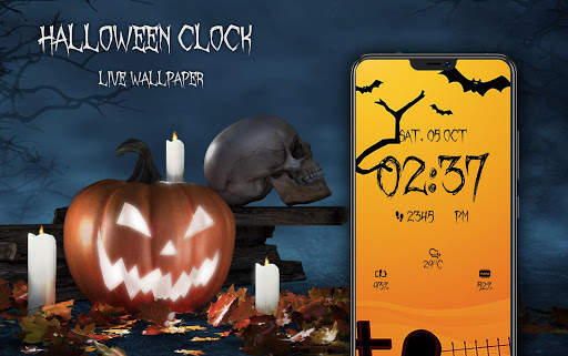 Halloween Spooky Digital Clock Live Wallpaper screenshot 5