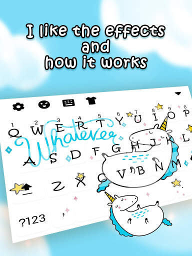 Star White Unicorn Keyboard Theme for Girls screenshot 3
