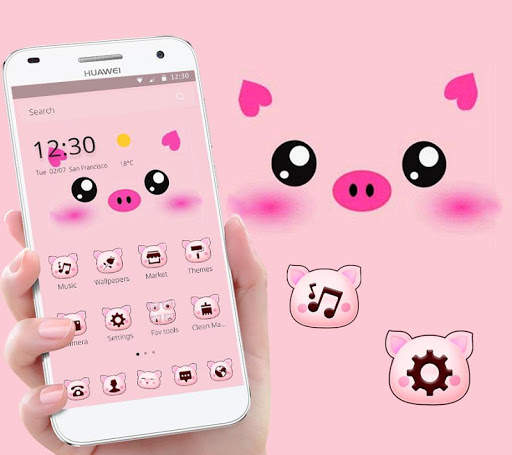Pink Cartoon Piggy Kawaii Theme screenshot 3