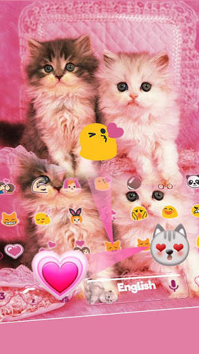 Pink Cat Kitty Keyboard Theme screenshot 2