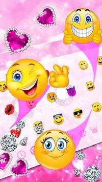 Pink Diamond Heart Keyboard Theme 3 تصوير الشاشة